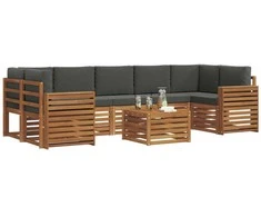 Lauko sofos komplektas su pagalve 8 pcs Natūralus ir antracitas