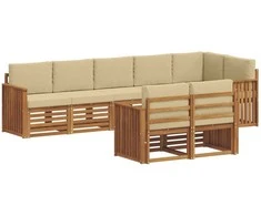 Sofų komplektai su pagalve 8 pcs Natūralus ir bežinis