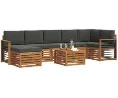 Lauko sofos komplektas su pagalve 8 pcs Natūralus ir antracitas