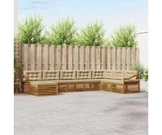 Lauko sofos komplektas su pagalve 8 pcs Natūralus ir bežinis