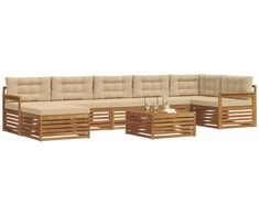 Lauko baldų komplektas Lauko sofos komplektas su pagalve 8 pcs Natūralus ir bežinis