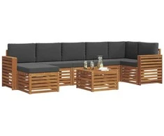 Lauko sofos komplektas su pagalve 8 pcs Natūralus ir antracitas