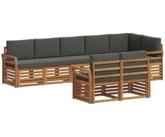 Sofų komplektai su pagalve 8 pcs Natūralus ir antracitas