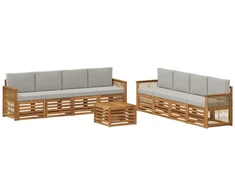 Sofų komplektai su pagalve 9 pcs Kietos akacijos mediena