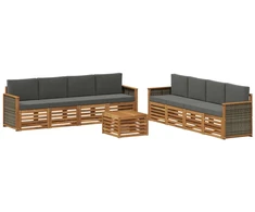 Sofų komplektai su pagalve 9 pcs Kietos akacijos mediena