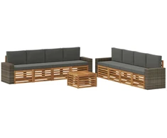 Sofų komplektai su pagalve 9 pcs Kietos akacijos mediena