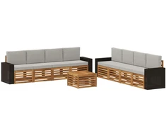 Sofų komplektai su pagalve 9 pcs Kietos akacijos mediena