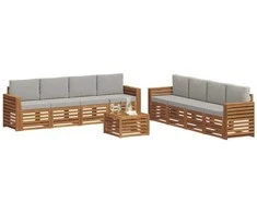 Sofų komplektai su pagalve 9 pcs Natūrali ir šviesiai pilka