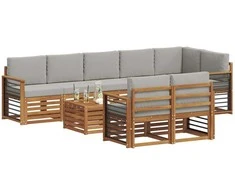 Sofų komplektai su pagalve 9 pcs Natūrali ir šviesiai pilka