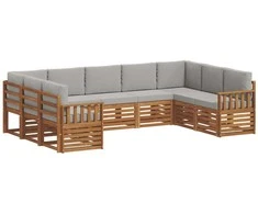 Sekcijos sofų komplektas 9 pcs Natūrali ir šviesiai pilka