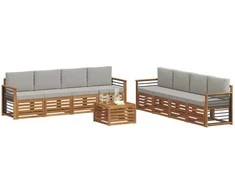 Sofų komplektai su pagalve 9 pcs Natūrali ir šviesiai pilka