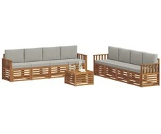 Sofų komplektai su pagalve 9 pcs Natūrali ir šviesiai pilka