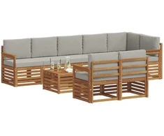 Sofų komplektai su pagalve 9 pcs Natūrali ir šviesiai pilka