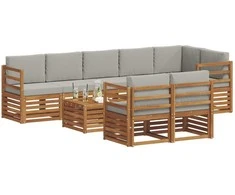 Sofų komplektai su pagalve 9 pcs Natūrali ir šviesiai pilka