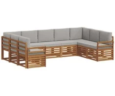 Sekcijos sofų komplektas 9 pcs Natūrali ir šviesiai pilka