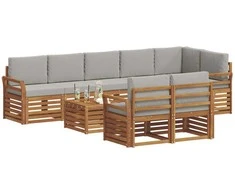 Sofų komplektai su pagalve 9 pcs Natūrali ir šviesiai pilka