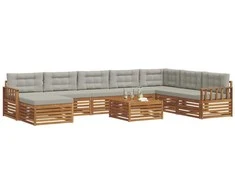 Sofa Lauko sofos komplektas 9 pcs Natūrali ir šviesiai pilka