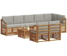 Sofų komplektai su pagalve 9 pcs Natūrali ir šviesiai pilka