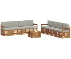 Sofų komplektai su pagalve 9 pcs Natūrali ir šviesiai pilka