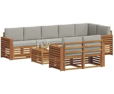 Sofų komplektai su pagalve 9 pcs Natūrali ir šviesiai pilka