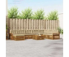 Lauko sofos komplektas su pagalve 9 pcs Natūralus ir bežinis