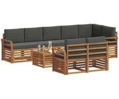 Sofų komplektai su pagalve 9 pcs Natūralus ir antracitas