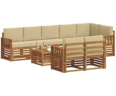 Sofų komplektai su pagalve 9 pcs Natūralus ir bežinis