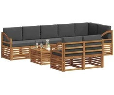 Sofų komplektai su pagalve 9 pcs Natūralus ir antracitas