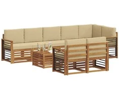 Sofų komplektai su pagalve 9 pcs Natūralus ir bežinis