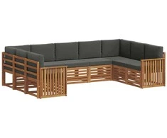 Sekcijos sofų komplektas 9 pcs Natūralus ir antracitas