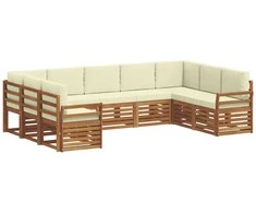 Sekcijos sofų komplektas 9 pcs Natūralus ir grietinėlė