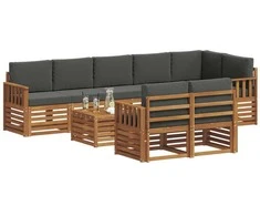 Sofų komplektai su pagalve 9 pcs Natūralus ir antracitas