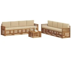Lauko baldų komplektas Sofų komplektai su pagalve 9 pcs Natūralus ir bežinis
