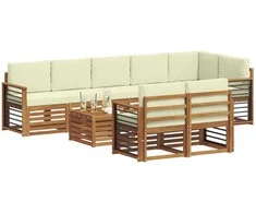 Sofų komplektai su pagalve 9 pcs Natūralus ir grietinėlė