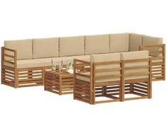 Sofų komplektai su pagalve 9 pcs Natūralus ir bežinis
