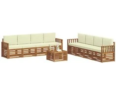 Sofų komplektai su pagalve 9 pcs Natūralus ir grietinėlė