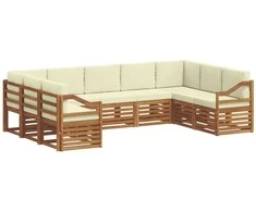Sekcijos sofų komplektas 9 pcs Natūralus ir grietinėlė
