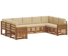 Sekcijos sofų komplektas su pagalve 9 pcs Natūralus ir bežinis