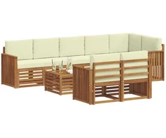 Sofų komplektai su pagalve 9 pcs Natūralus ir grietinėlė