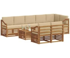 Sofų komplektai su pagalve 9 pcs Natūralus ir bežinis