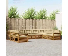 Lauko baldų komplektas Lauko sofos komplektas su pagalve 9 pcs Natūralus ir bežinis