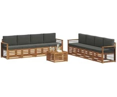 Sofų komplektai su pagalve 9 pcs Natūralus ir antracitas