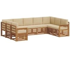 Sekcijos sofų komplektas su pagalve 9 pcs Natūralus ir bežinis