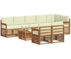 Sofų komplektai su pagalve 9 pcs Natūralus ir grietinėlė