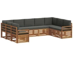 Sekcijos sofų komplektas 9 pcs Natūralus ir antracitas
