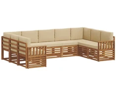 Sekcijos sofų komplektas su pagalve 9 pcs Natūralus ir bežinis