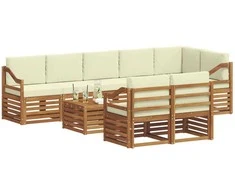 Sofų komplektai su pagalve 9 pcs Natūralus ir grietinėlė