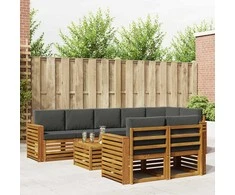 Lauko baldų komplektas Sofų komplektai su pagalve 9 pcs Natūralus ir antracitas