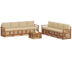 Lauko baldų komplektas Sofų komplektai su pagalve 9 pcs Natūralus ir bežinis