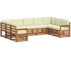 Sekcijos sofų komplektas 9 pcs Natūralus ir grietinėlė